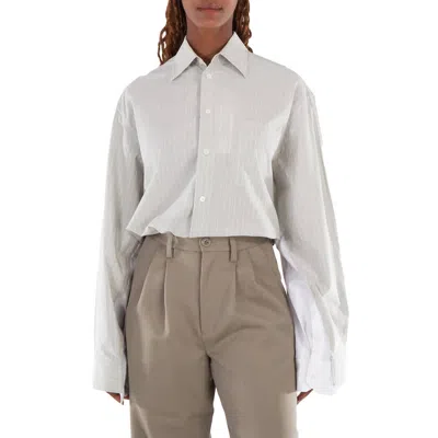 Mm6 Maison Margiela Striped Oversized Long-sleeved Shirt In Multi