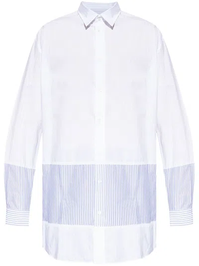 Mm6 Maison Margiela Striped Panelled Shirt In White
