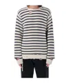 Mm6 Maison Margiela Distressed Striped Crewneck Ribbed In White