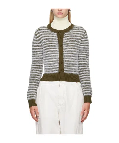 Mm6 Maison Margiela Striped Round Neck Sweater In White