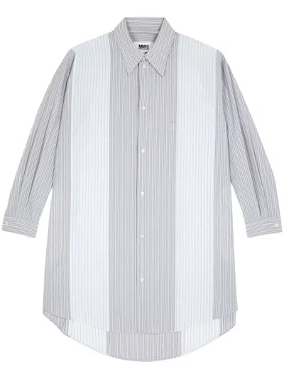 Mm6 Maison Margiela Panelled Pinstripe Shirt Dress In Grey