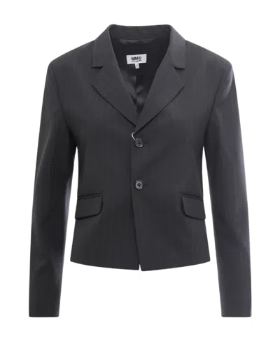 Mm6 Maison Margiela Striped Single-breasted Blazer In Black