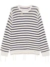 Mm6 Maison Margiela Off-white & Navy Cotton Knit Sweater In 中性色