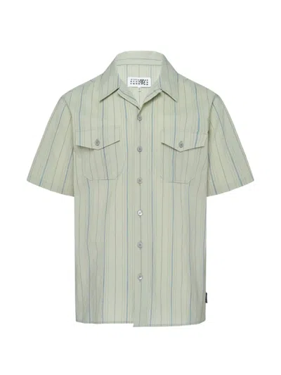 Mm6 Maison Margiela Striped-print Short-sleeve Shirt In Green