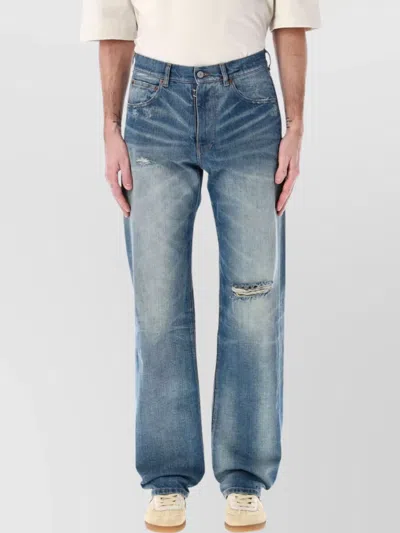Mm6 Maison Margiela Stripes Distressed Five-pocket Trousers