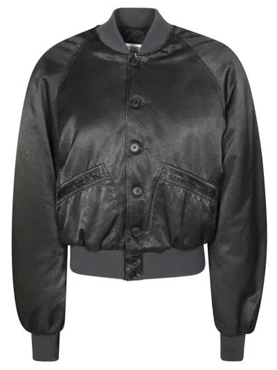 Mm6 Maison Margiela Structured Black Jacket With Classic Collar