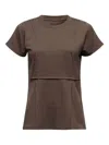 Mm6 Maison Margiela Structured Brown Cotton T-shirt With Seam Detailing In Brown