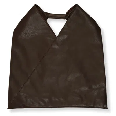 Mm6 Maison Margiela Structured Handbag With Minimalist Design And Smooth Finish In Brown
