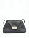 Mm6 Maison Margiela Structured Triangular Shoulder Bag In Smooth Calf Leather In Gray
