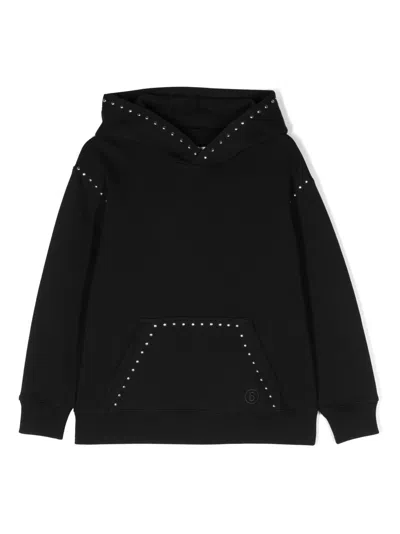 Mm6 Maison Margiela Kids' Stud-embellished Hooded Sweatshirt In Black