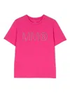 Mm6 Maison Margiela Stud Embellished-logo Cotton T-shirt In Pink
