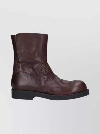 Mm6 Maison Margiela Stylish Round Toe Ankle Boots With Rubber Sole In Animal Print
