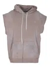 Mm6 Maison Margiela Grey Zip Sleeveless Hoodie In Brown
