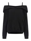 Mm6 Maison Margiela Mm6 By Maison Margiela Off-the-shoulder Cotton Sweatshirt In Black