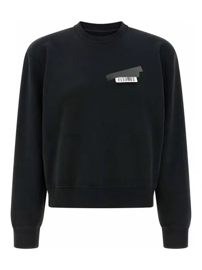 Mm6 Maison Margiela Mm6 By Maison Margiela Wool Taped Label Crewneck Sweater In Black