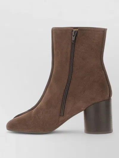 Mm6 Maison Margiela Suede Ankle Boots Block Heel Round Toe In Multi