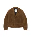Mm6 Maison Margiela Suede Biker Jacket In Brown