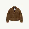 Mm6 Maison Margiela Suede Biker Jacket In Brown