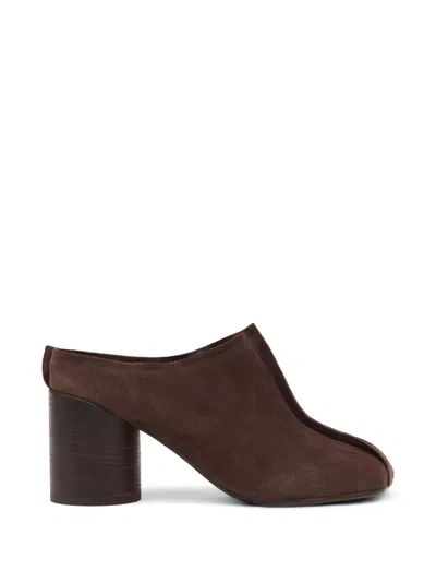 Mm6 Maison Margiela Suede Block Heel Heel Mule In Brown