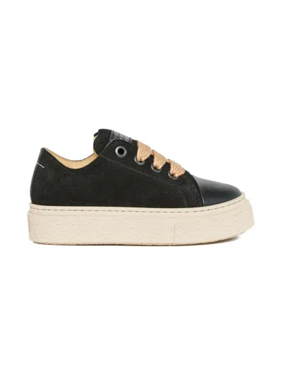Mm6 Maison Margiela Kids' Suede-leather Sneakers In Black