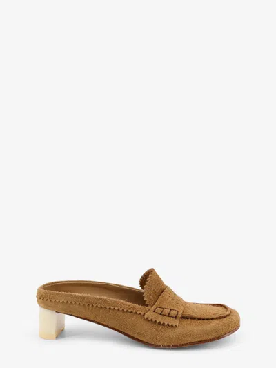 Mm6 Maison Margiela Suede Sandals With Iconic Engraved Logo In Brown