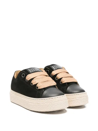 Mm6 Maison Margiela Kids' Suede Sneakers In Black