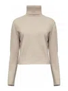 Mm6 Maison Margiela Cropped Beige Sweater With High Turtleneck In Neutral