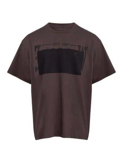 Mm6 Maison Margiela Crew Neck T-shirt With Print In Brown