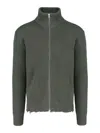 Mm6 Maison Margiela Ribbed Zip Up Cotton Jacket For Men In Green