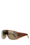 Mm6 Maison Margiela Shield Sunglasses With Curved Geometric Frame In Brown