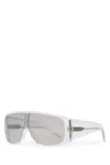 Mm6 Maison Margiela Shield Sunglasses With Wide Transparent Frame In White
