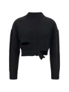 Mm6 Maison Margiela Mm6 By Maison Margiela Cropped Distressed Sweater With High Neck In Black