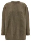 Mm6 Maison Margiela Oversized Wool Blend Sweater With Crew Neck In Gray