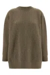 Mm6 Maison Margiela Oversized Wool Blend Sweater With Crew Neck In Green