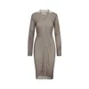 Mm6 Maison Margiela Knee-length Asymmetric Hem Cardigan With Ribbed Texture In Gray