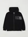 Mm6 Maison Margiela Black Hoodie With Fixed Hood And Logo On The Front In Cotton Boy In Black