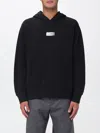 Mm6 Maison Margiela Mm6 By Maison Margiela Emblazoned Black Hoodie With Drawstring And Ribbed Finishes In Black