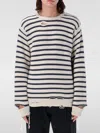 Mm6 Maison Margiela Distressed Striped Crewneck Ribbed In Bunt