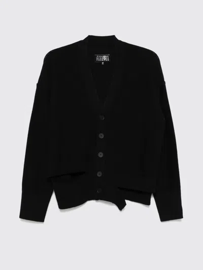 Mm6 Maison Margiela Mm6 By Maison Margiela Relaxed Fit Black Wool Knit Cardigan