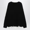 Mm6 Maison Margiela Sweater Distressed Hem Layered Look Ribbed Crewneck In Black