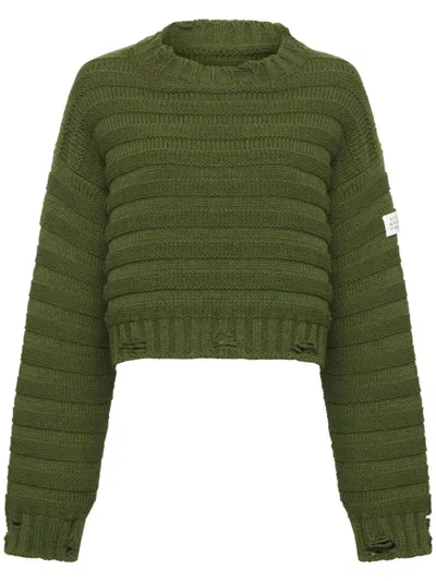 Mm6 Maison Margiela Logo-appliqué Distressed-effect Jumper In Multicolor