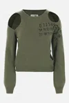 Mm6 Maison Margiela Crewneck Knitwear With Cut-outs And Ribbed Trims