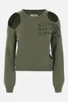 Mm6 Maison Margiela Crewneck Knitwear With Cut-outs And Ribbed Trims