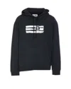 Mm6 Maison Margiela Drawstring Hood Kangaroo Pocket Ribbed Cuffs In Black