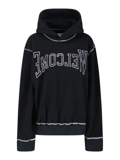 Mm6 Maison Margiela Knitwear Hooded Contrast Stitching In Black