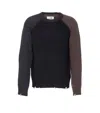 Mm6 Maison Margiela Mm6 By Maison Margiela Contrasting Sleeve Sweater With Distressed Hem In Black