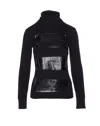 Mm6 Maison Margiela High Neck Turtleneck Sweater With Glossy Panels In Black