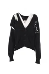 Mm6 Maison Margiela Black Cut Outs Cardigan In Black