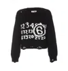 Mm6 Maison Margiela Logo Detailed Distressed Jumper In Black