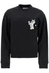Mm6 Maison Margiela Crew Neck Sweatshirt With Bear And Number Patches In Black